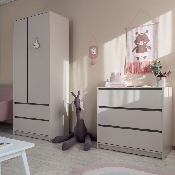 Dvoudveřová šatní skříň Lovitto Gekko. 90х50х207cm. Kašmírová